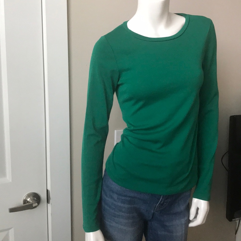 Jcrew Ls Basic Tee Solid Green Size M - image 3